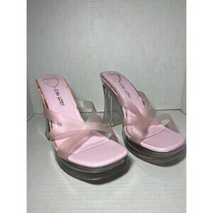 Vintage Club Zone Pink Acrylic Platform High Heels Size 8.5-9 Rave Party